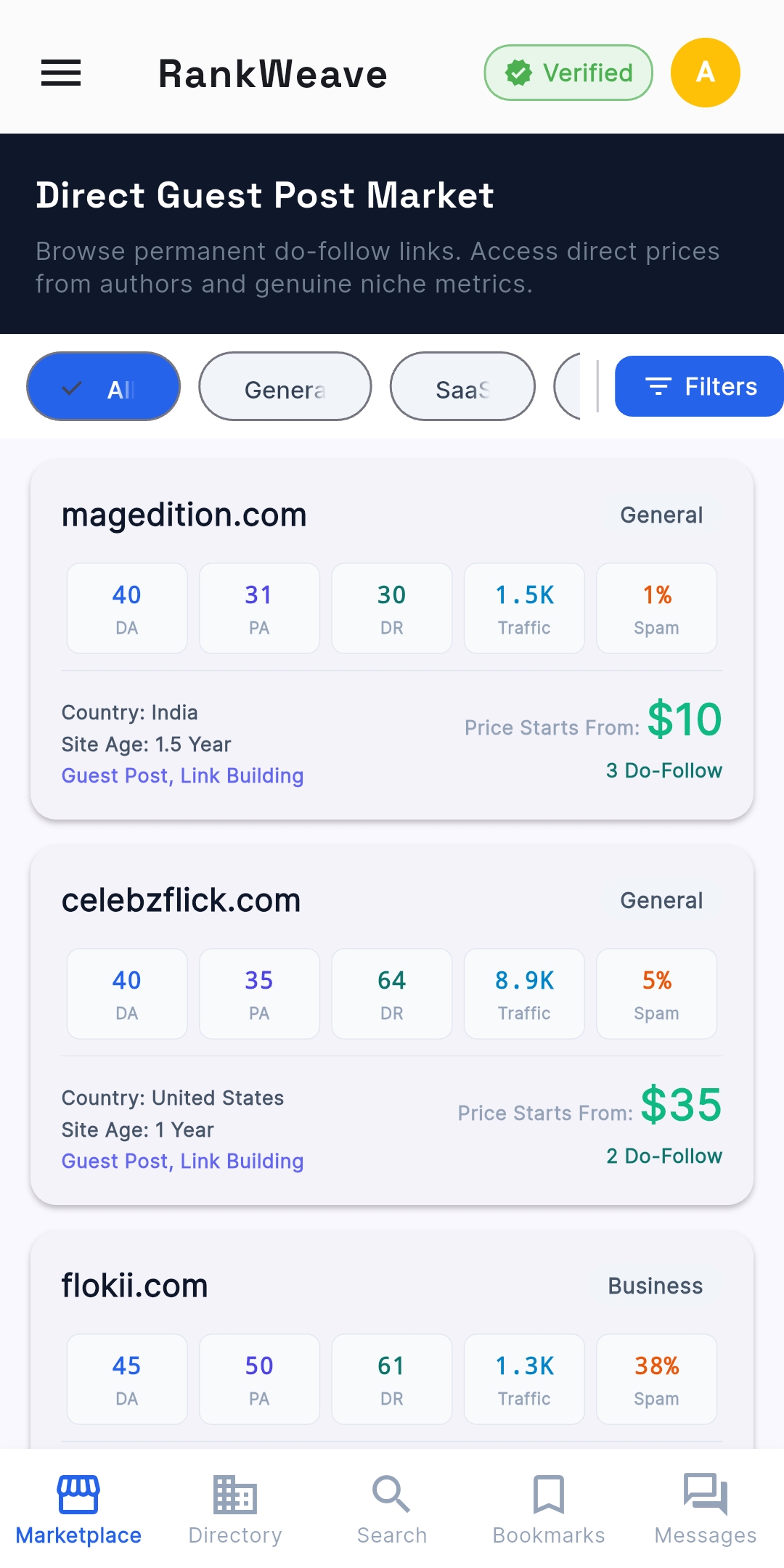 RankWeave App Interface